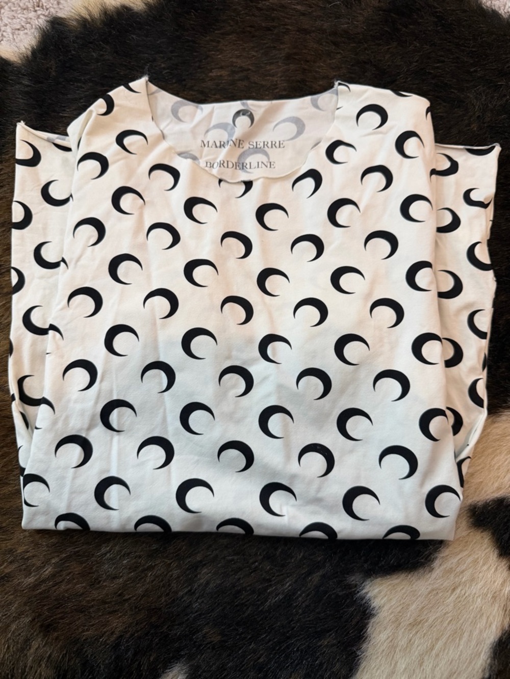 Marine Serre White Tee with Black Crescent Moon Print